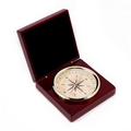 Executive Compass In Lacquered Rosewood Hinged Box